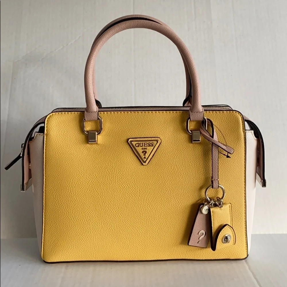 NEW GUESS Multi Yellow Satchel Handbag